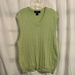 Brooks Brothers Light Green Cable Knit V-Neck Sweater Vest